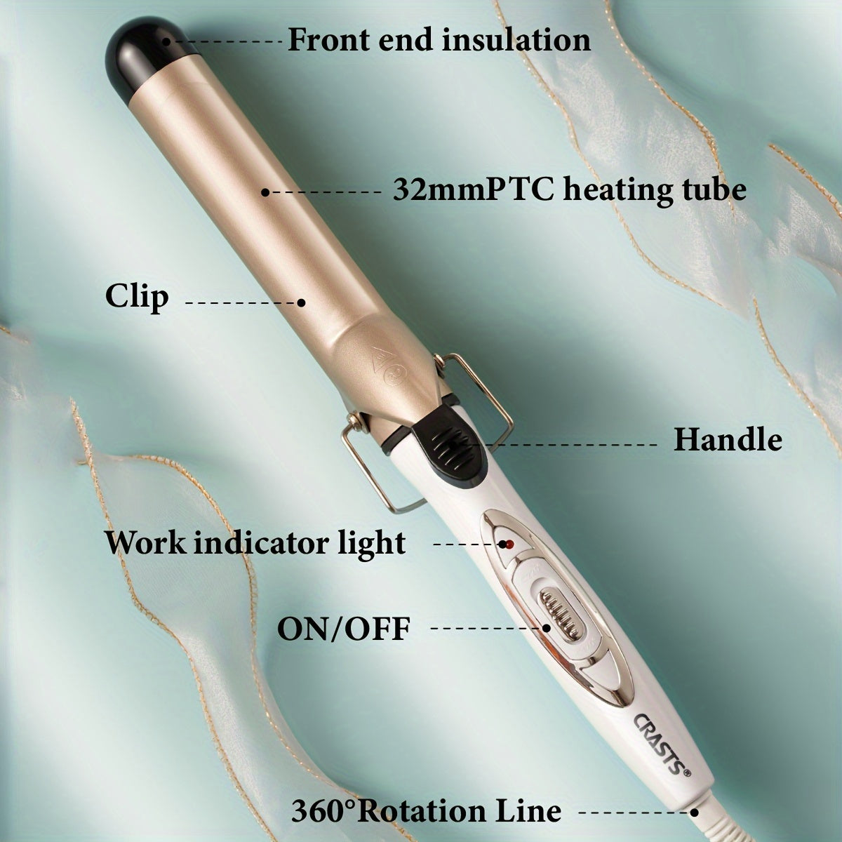 CRASTS Negative Ion Hair Curler - Voluminous Curls and Ergonomic Design.
