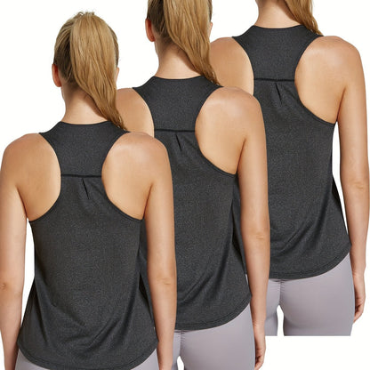 3-Pack Women's Quick-Dry Athletic Tank Tops