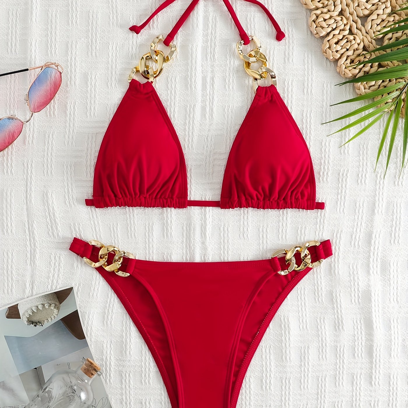 Women's Split Swimwear Chainless Sleeveless Sexy Bikini