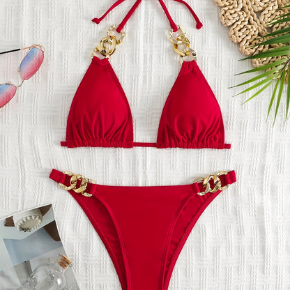 Women's Split Swimwear Chainless Sleeveless Sexy Bikini