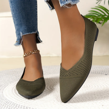 Women's Knit Pointed Toe Flats for Daily Comfort