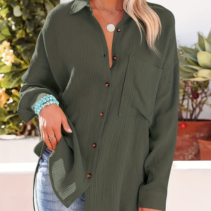 Women's Casual V-Neck Shirt – Versatile Elegance for All Seasons