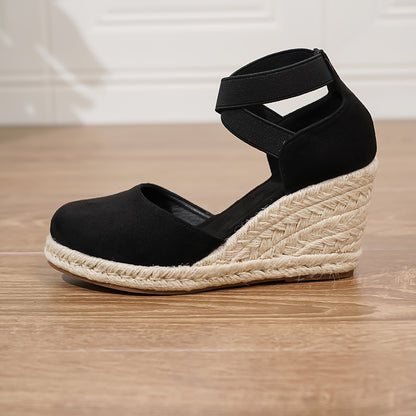 Women's Wedge Heeled, Casual Elastic Band Summer Shoes, Comfortable Espadrille