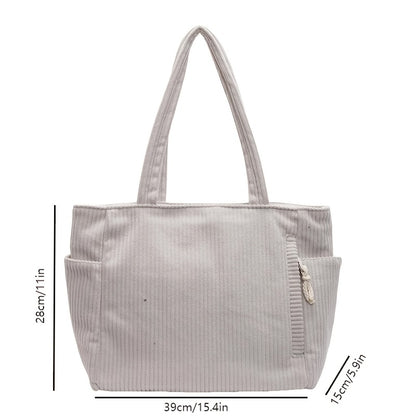Women's A32 Corduroy Tote Bag with Large Capacity