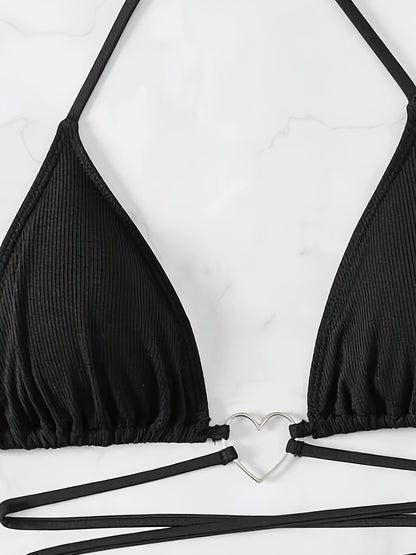 Sexy 2-Piece Bikini with Heart Detail and Backless Design