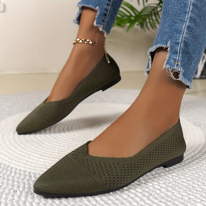 Women's Knit Pointed Toe Flats for Daily Comfort