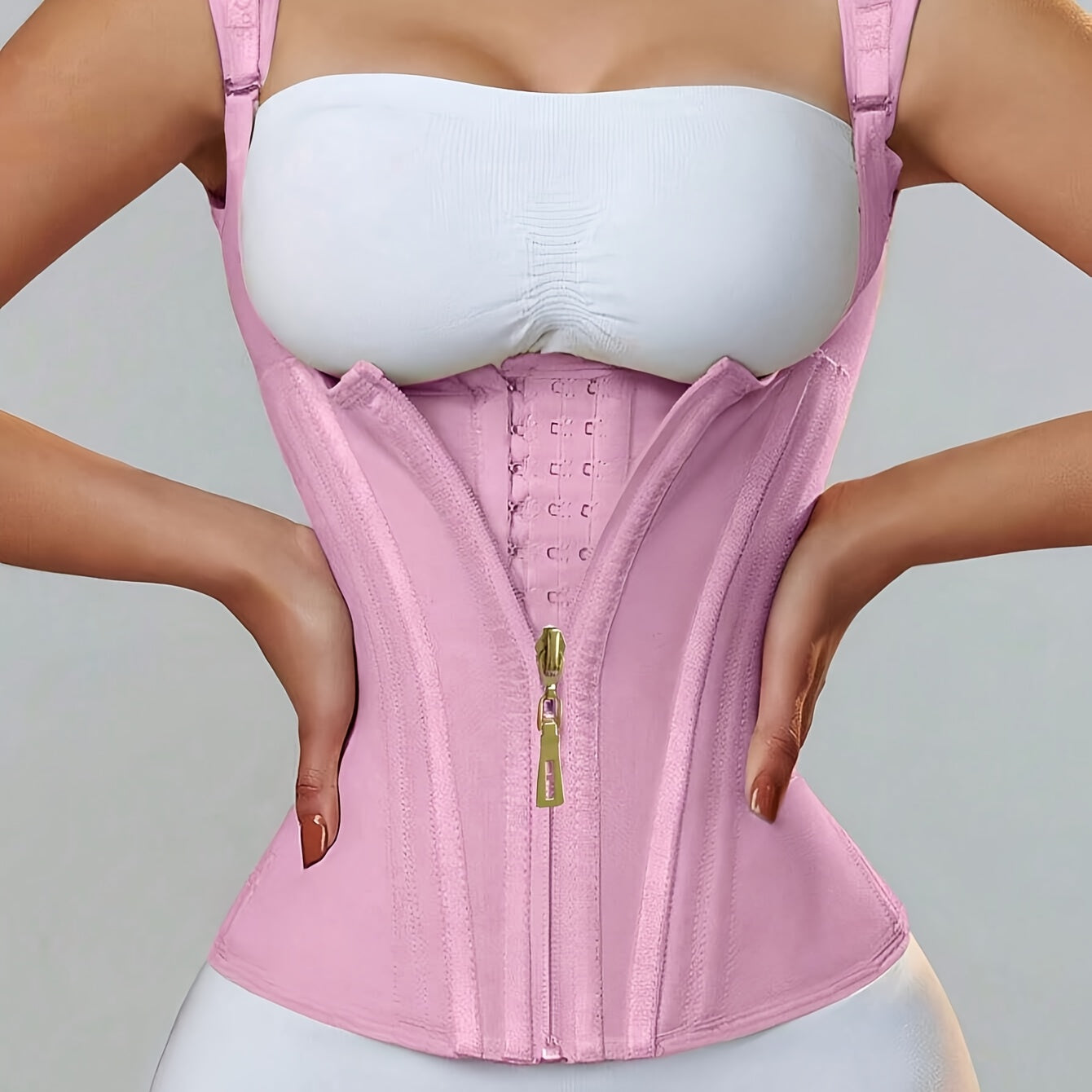 Women's Waist Trainer Corset with Adjustable Straps and Zipper Closure