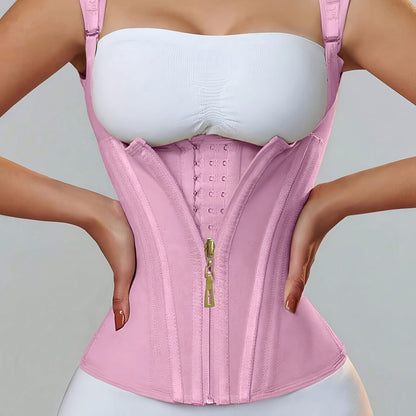 Women's Waist Trainer Corset with Adjustable Straps and Zipper Closure