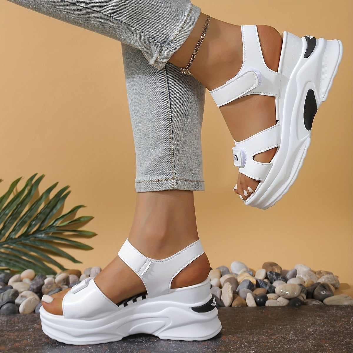Women's Platform Wedge Sandals with Open Toe and Adjustable Strap