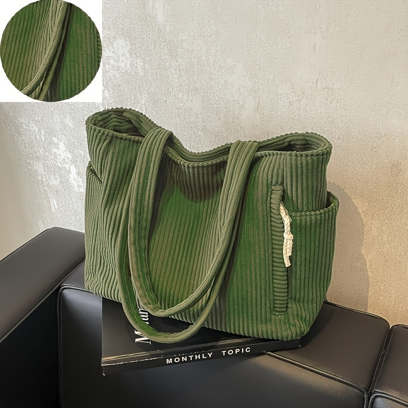 Women's A32 Corduroy Tote Bag with Large Capacity