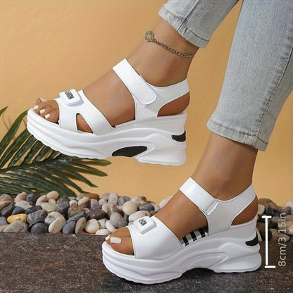 Women's Platform Wedge Sandals with Open Toe and Adjustable Strap