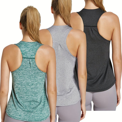 3-Pack Women's Quick-Dry Athletic Tank Tops