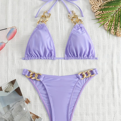 Women's Split Swimwear Chainless Sleeveless Sexy Bikini