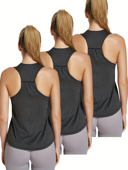 3-Pack Women's Quick-Dry Athletic Tank Tops