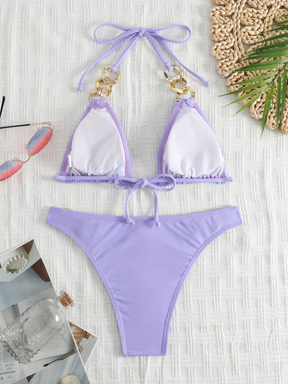 Women's Split Swimwear Chainless Sleeveless Sexy Bikini