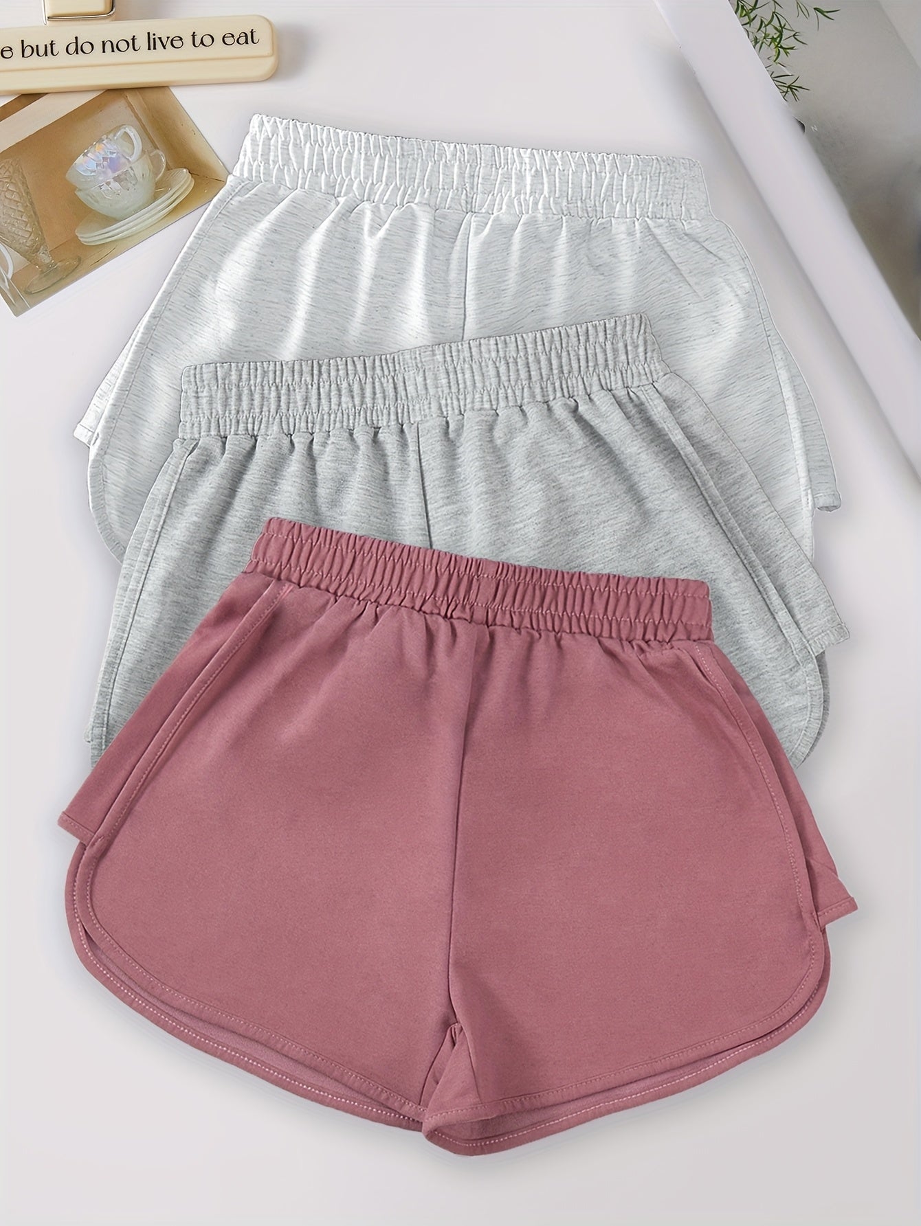 Set of 3 Lightweight Women's Summer Shorts with Elastic Waist