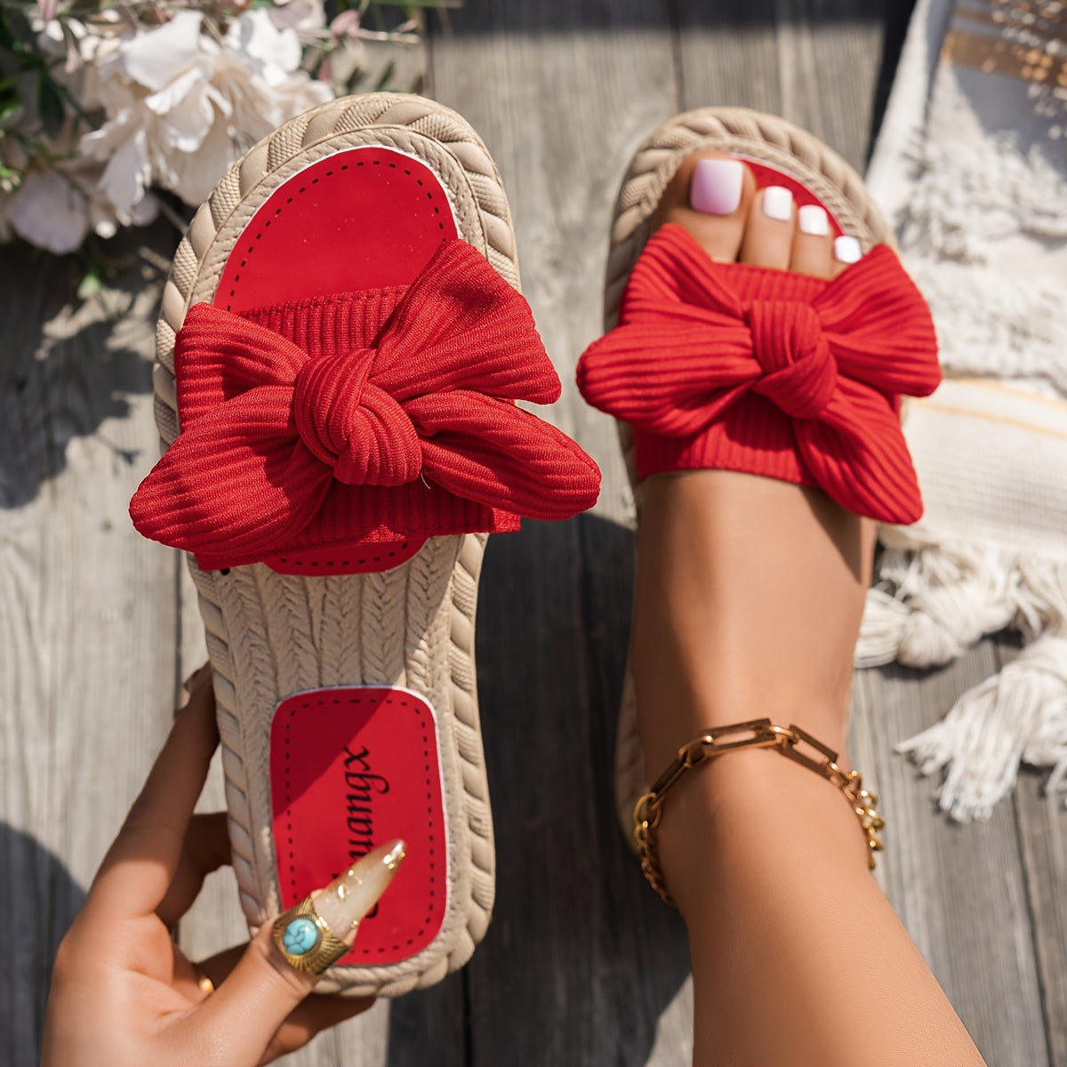 Women's Bow Slide Sandals – Comfortable Summer Footwear