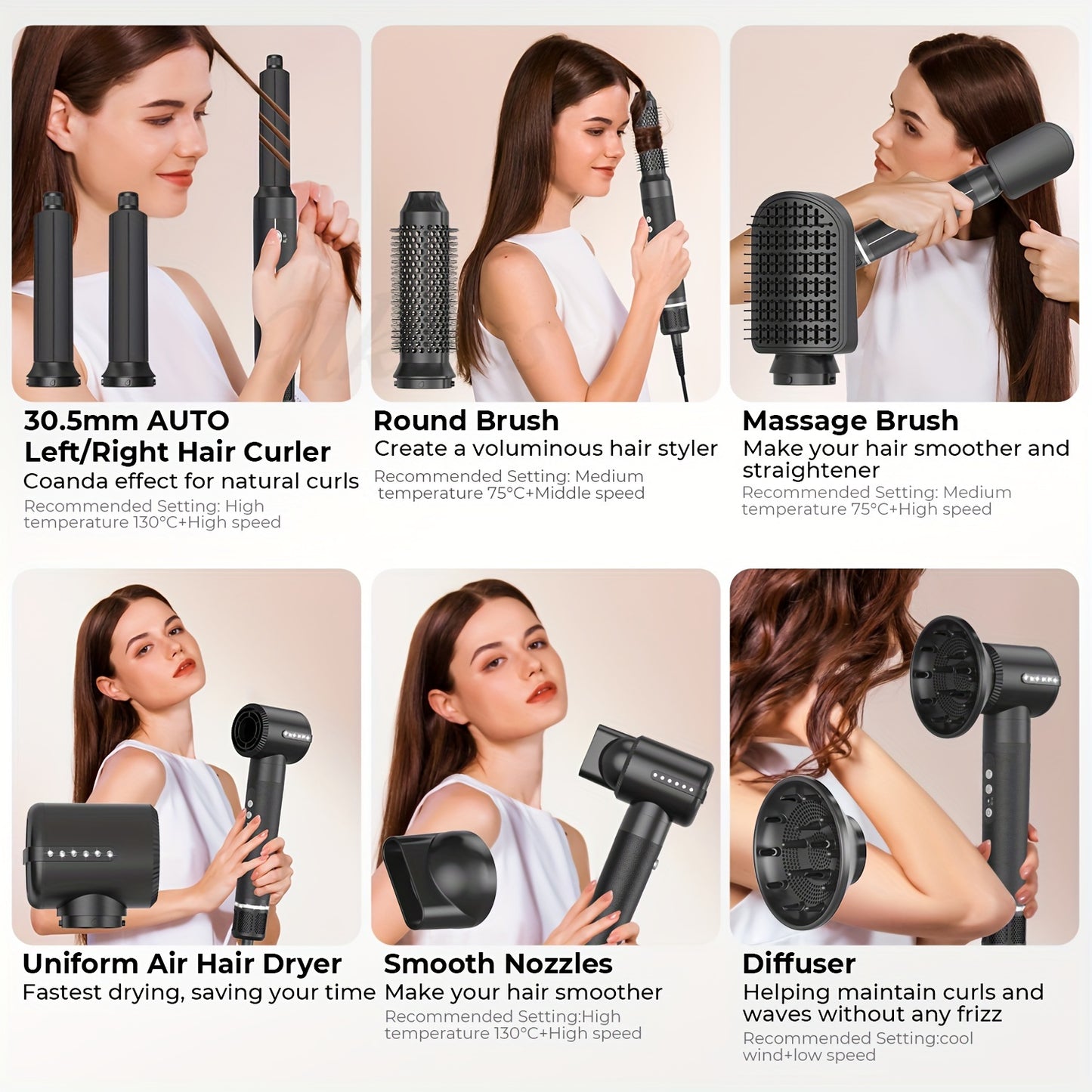 AUGUSDEA 7-in-1 1400W Hot Air Brush – Your Ally for Perfect Hair