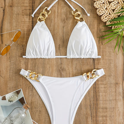 Women's Split Swimwear Chainless Sleeveless Sexy Bikini