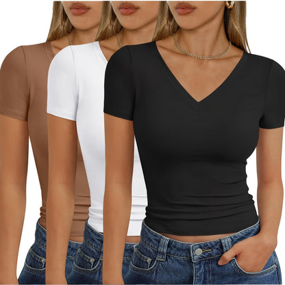 3-Pack Women's Slim Fit Cropped Tops