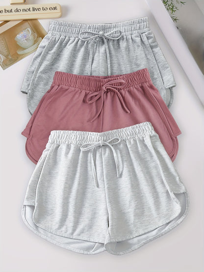 Set of 3 Lightweight Women's Summer Shorts with Elastic Waist