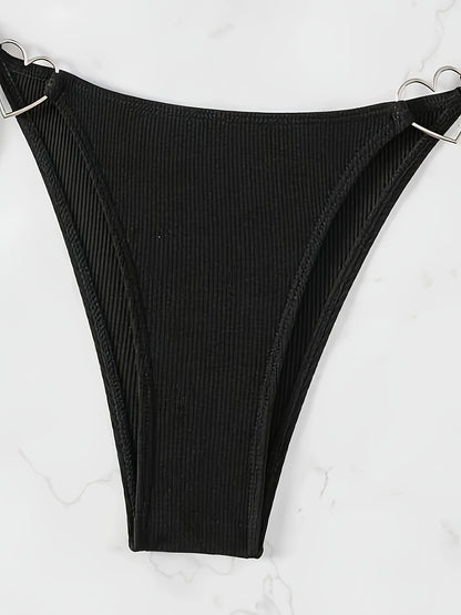 Sexy 2-Piece Bikini with Heart Detail and Backless Design