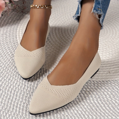 Women's Knit Pointed Toe Flats for Daily Comfort