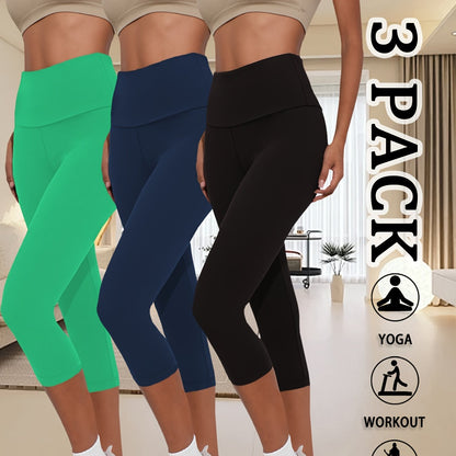 3-Pack Women's High-Waisted Capri Pants for Workout