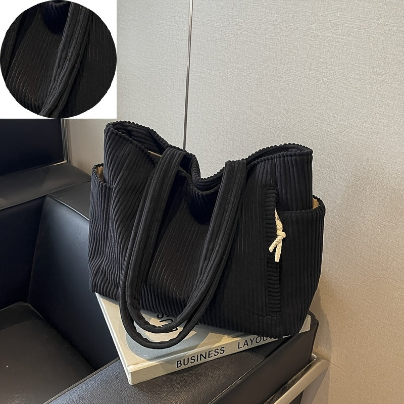 Women's A32 Corduroy Tote Bag with Large Capacity