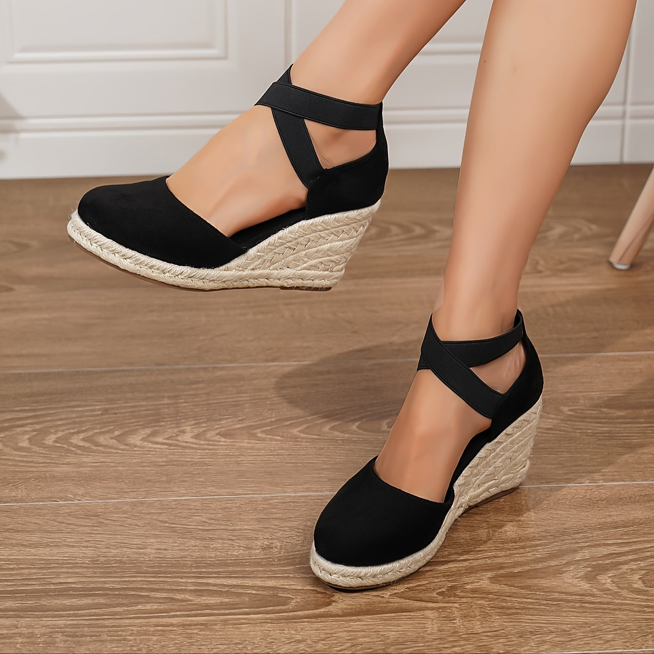 Women's Wedge Heeled, Casual Elastic Band Summer Shoes, Comfortable Espadrille