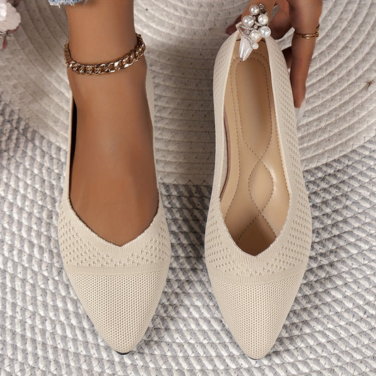 Women's Knit Pointed Toe Flats for Daily Comfort