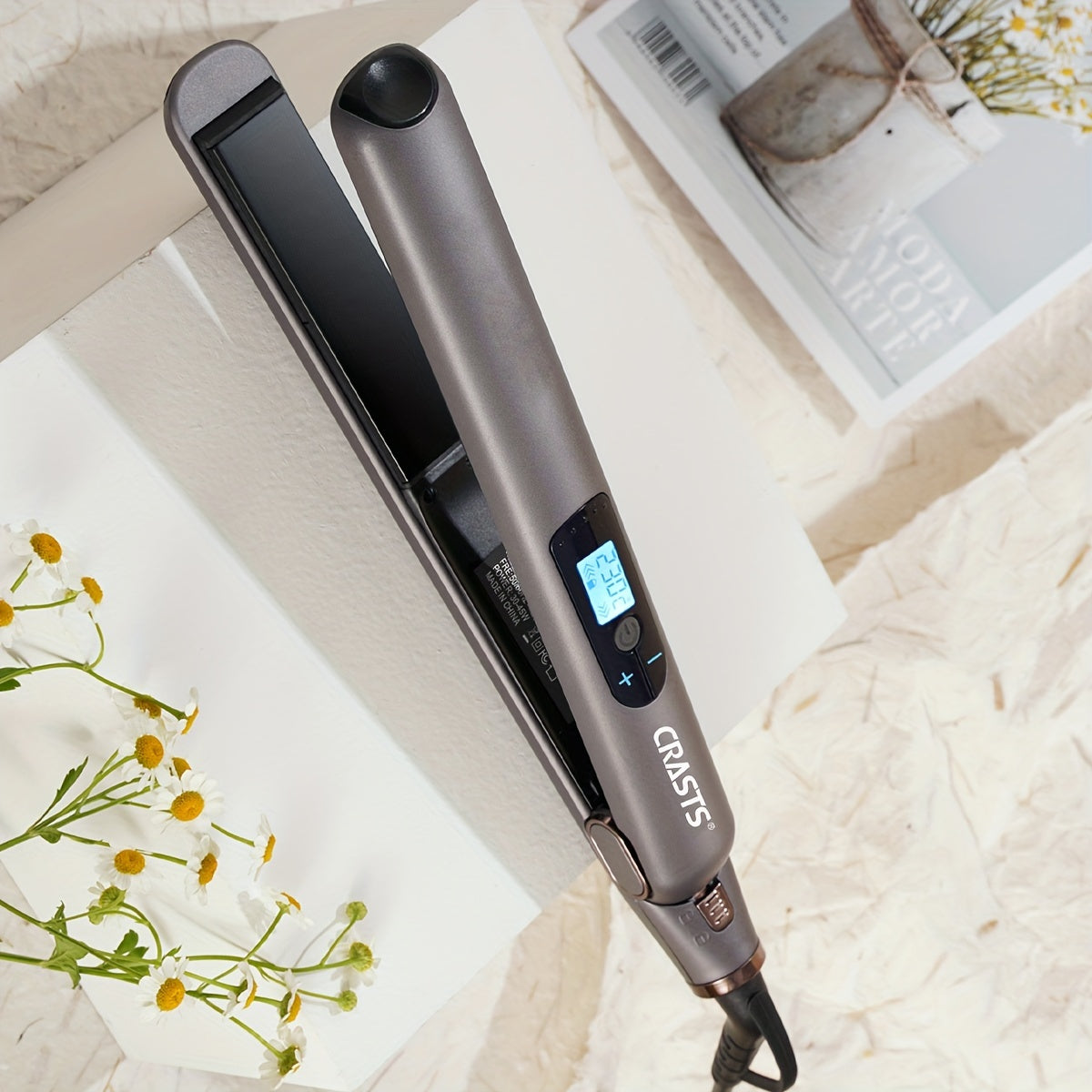 CRASTS Professional Hair Straightener & Curler - Dual-Use, 5-Level Temperature Control, 220V with Display Screen,
