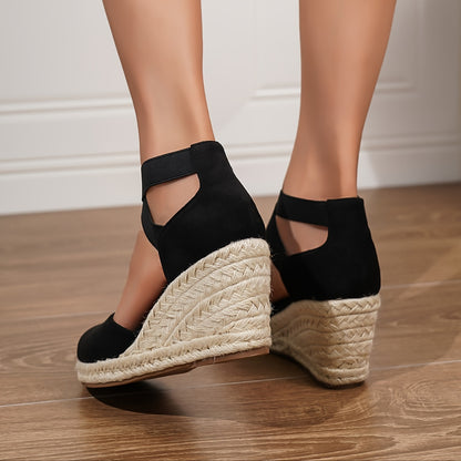 Women's Wedge Heeled, Casual Elastic Band Summer Shoes, Comfortable Espadrille