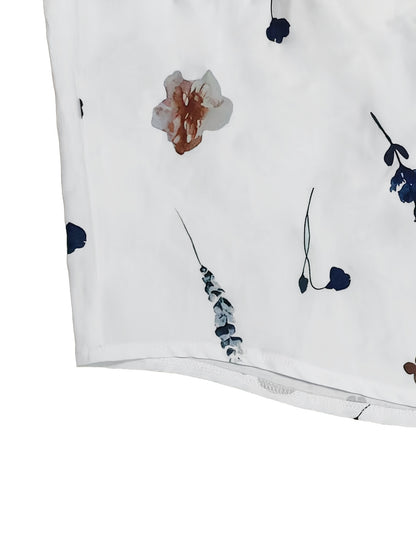 Elegant And Fresh Vacation-Style Floral Print Shirt Dress.