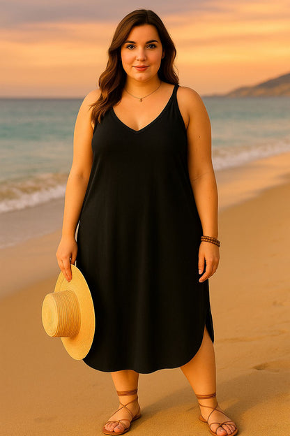 Women's Long Dress Set with V-Neck and Lace-Up Detail