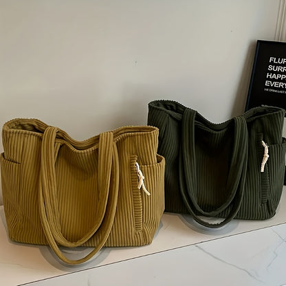 Women's A32 Corduroy Tote Bag with Large Capacity