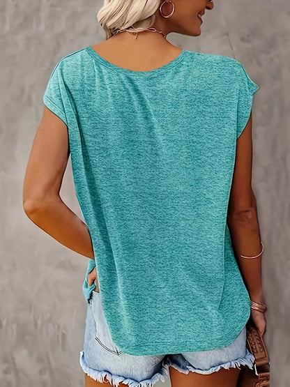 Bottom Board - 5 Solid Color V-Neck T-Shirts, Casual Short-Sleeved T-Shirts Spring And Summer, Women'S Clothing