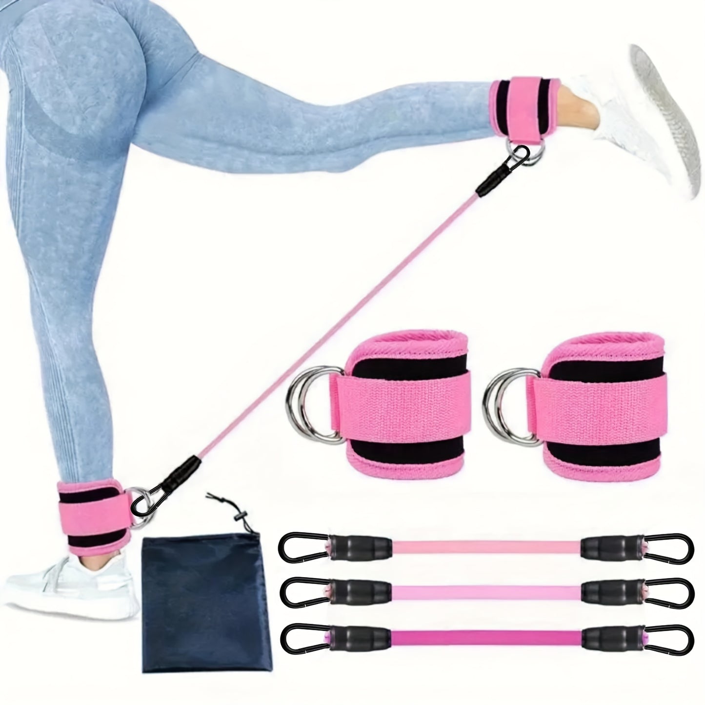 Universal Resistance Bands Set with Ankle Straps and Carry Bag