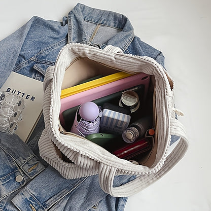 Women's A32 Corduroy Tote Bag with Large Capacity