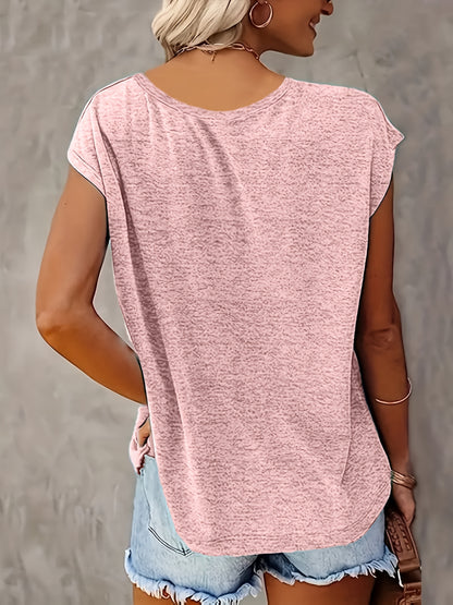 Bottom Board - 5 Solid Color V-Neck T-Shirts, Casual Short-Sleeved T-Shirts Spring And Summer, Women'S Clothing