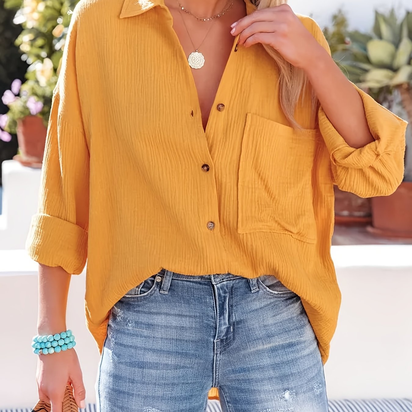 Women's Casual V-Neck Shirt – Versatile Elegance for All Seasons