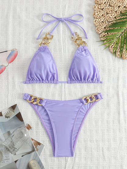 Women's Split Swimwear Chainless Sleeveless Sexy Bikini