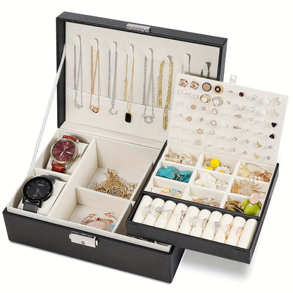 Large Capacity Double-Layer Jewelry Box for Women