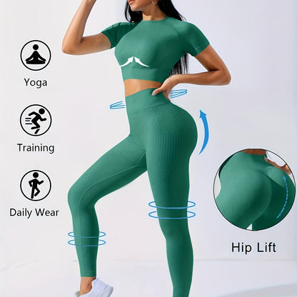 2-Piece Women's Yoga Set with Crop Top and Leggings