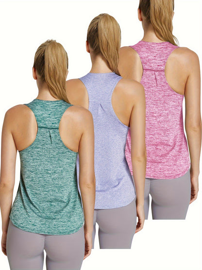 3-Pack Women's Quick-Dry Athletic Tank Tops