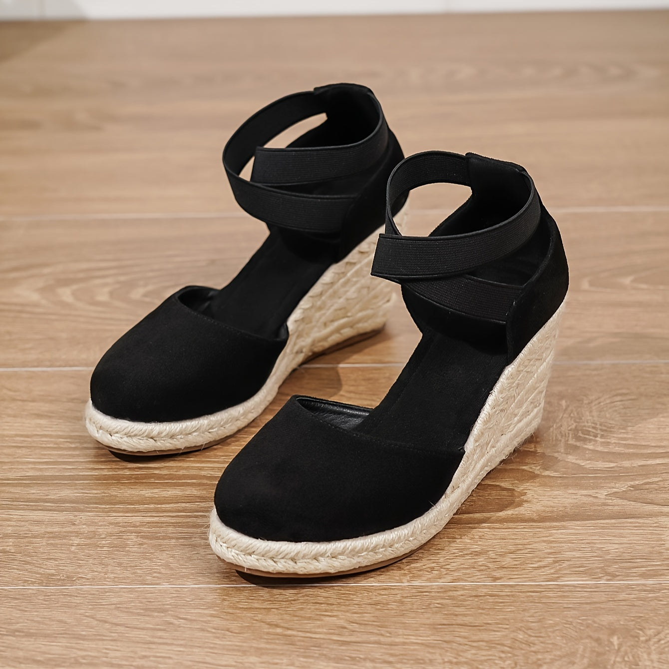 Women's Wedge Heeled, Casual Elastic Band Summer Shoes, Comfortable Espadrille