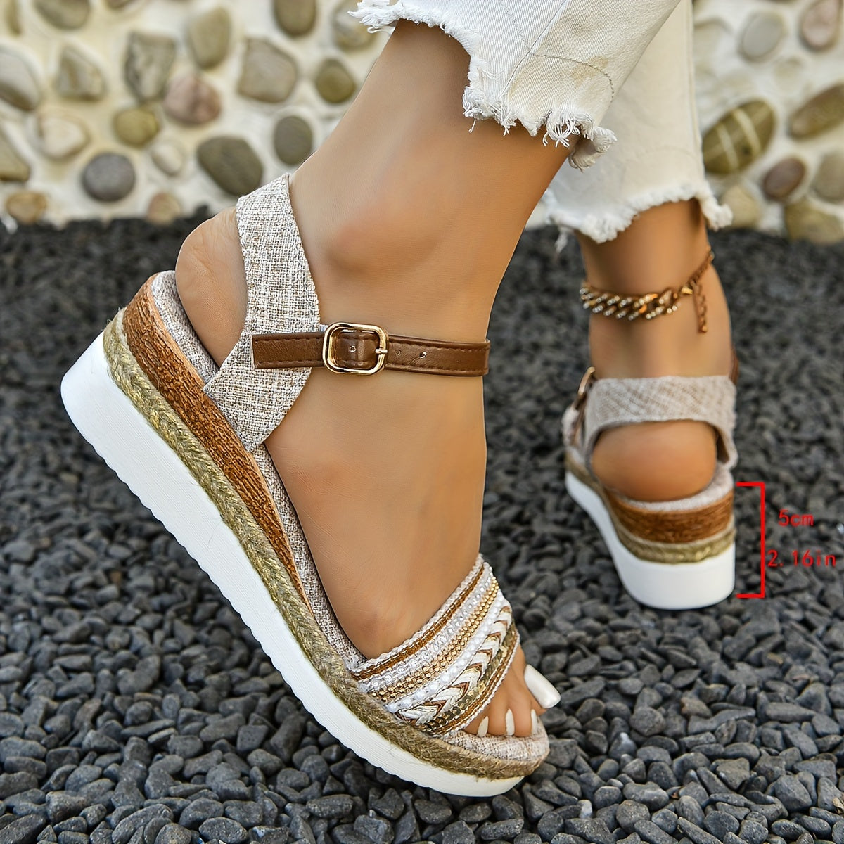 Women's Elegant Platform Sandals with Ankle Strap
