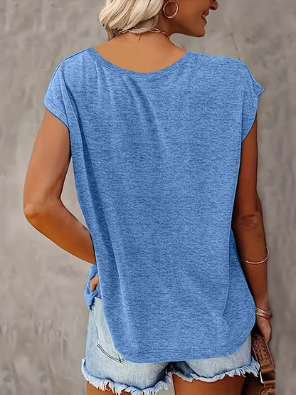 Bottom Board - 5 Solid Color V-Neck T-Shirts, Casual Short-Sleeved T-Shirts Spring And Summer, Women'S Clothing