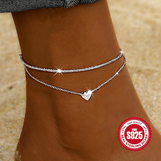Silver Anklet with Heart