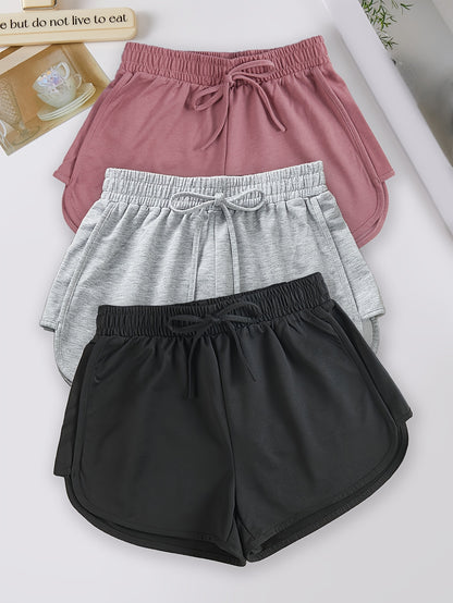 Set of 3 Lightweight Women's Summer Shorts with Elastic Waist